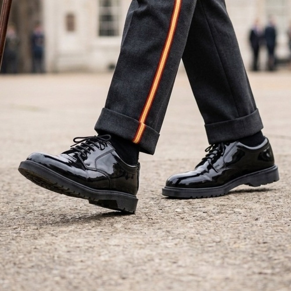 Tact Squad Mens Hi-Gloss Uniform Oxford Shoes Black Patent S200BK Size 10.5M